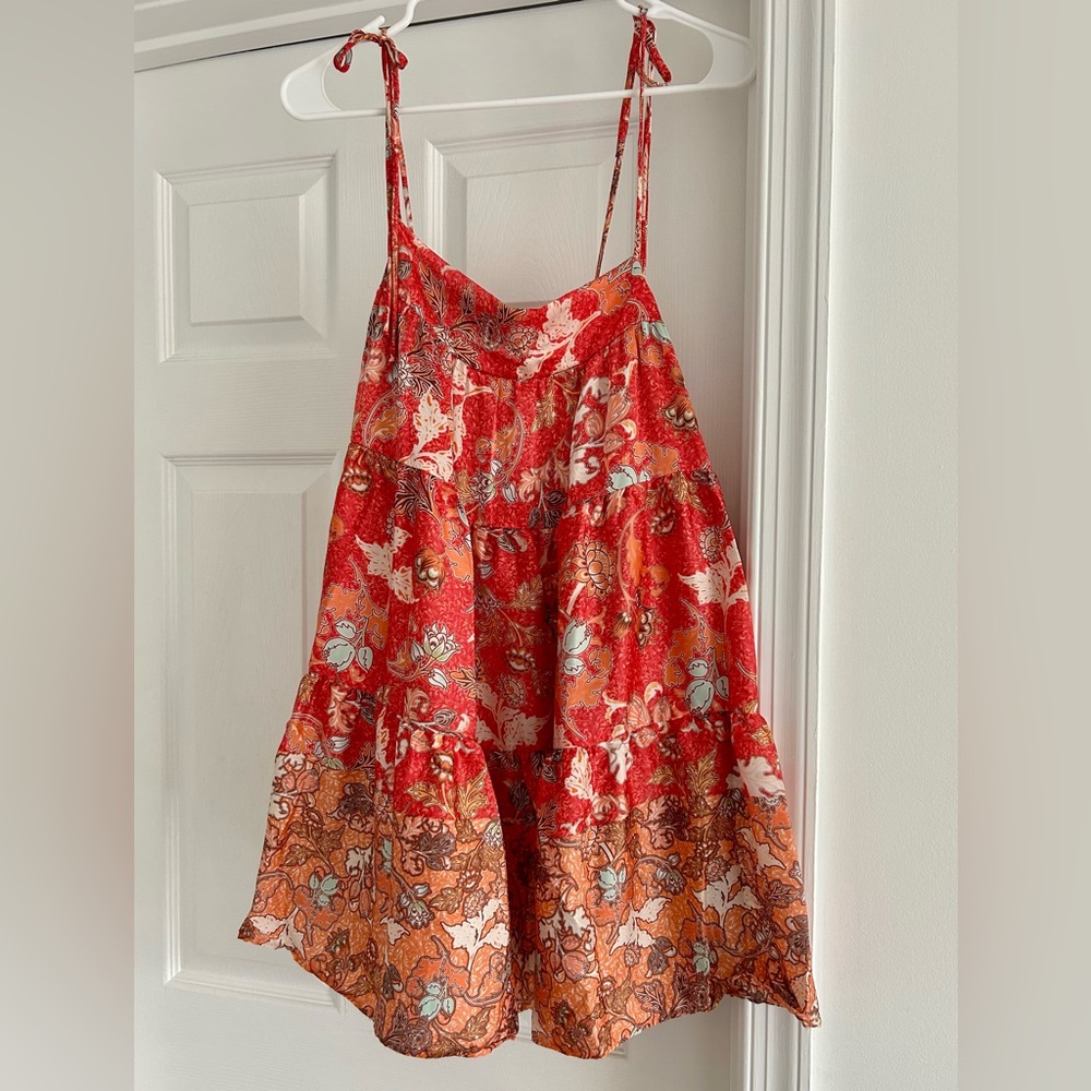 Beautiful Bucketlist Sleeveless Red/Orange Babydoll Mini Dress Size Large